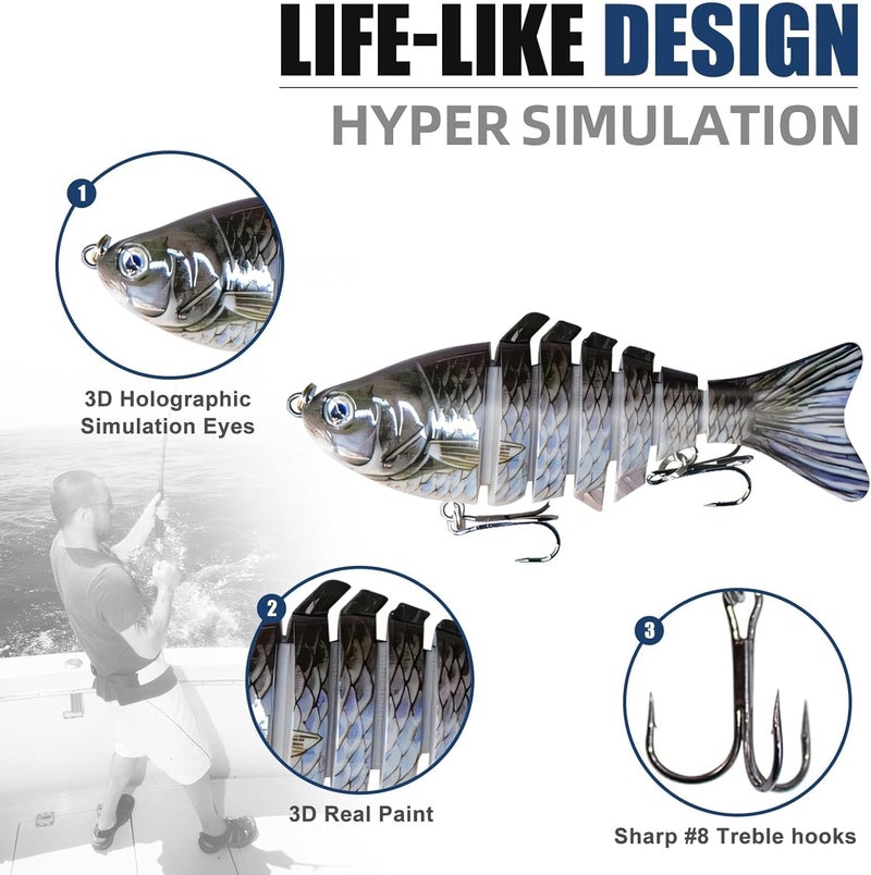 CTrowelpro 6PCS Fishing Lures for Freshwater and Saltwater with case,Slow Sinking Multi Jointed Swimbaits, Lifelike Lures for Bass Trout Crappie Walleye Pike - Image 3
